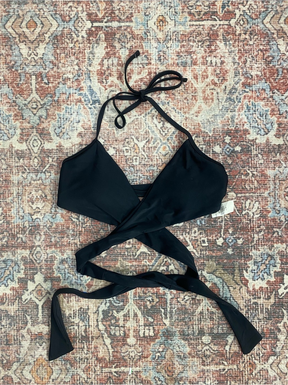 Aerie NWT black wrap halter triangle bikini top beach vacation pool